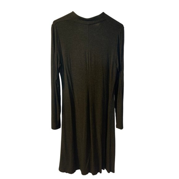 Eileen Fisher Midi Dress Size S Dark Gray Viscose Spandex Stretch Center Pleat - Picture 2 of 6